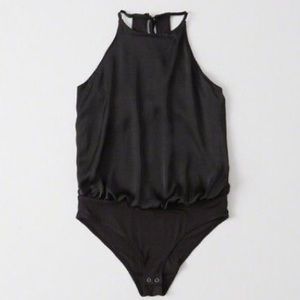 Abercrombie & Fitch Black Sleeveless Back Tie High Neck Bodysuit